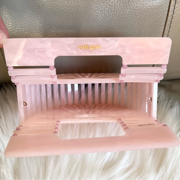 Cult Gaia Acrylic Ark Clutch Mini Top Handle Bag Pink Cocktail Party Wedding